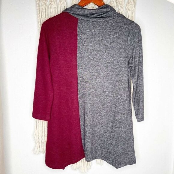Soft Surroundings Cowl Neck Tunic SZ XS Gray Red Top Fall Capsule Wardrobe - Picture 2 of 9